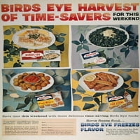 Замразена храна AD, 1957. N'some Freeze Food ... Птиците замръзва вкуса . Реклама за замразени храни за птици, от американско списание, 1957 г.