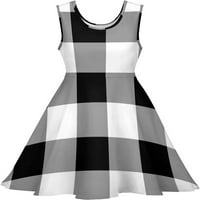 Черно и бяло Бъфало Проверете Дамски лятна рокля люлка Смешно печатни сарафан мини без ръкави