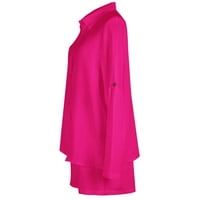 Женски облекло лято есен с дълъг ръкав с риза и къси панталони с пот костюм на шезлонги улични дрехи горещо розово m