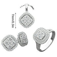 Дезедед колиета за жени, дамска мода диамантен пръстен колие обеци от три части комплект