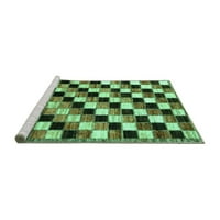Ahgly Company Machine Wareable Indoor Rectangle Checkered Turquoise Blue Modern Area Cures, 2 '5'
